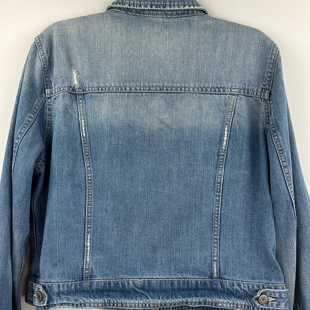 American Eagle 100% Cotton Distressed Denim Jean Jacket, XL - Picture 7 of 11